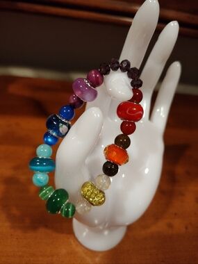 Stunning Triple chakra natural gemstone lampwork and crystal beads